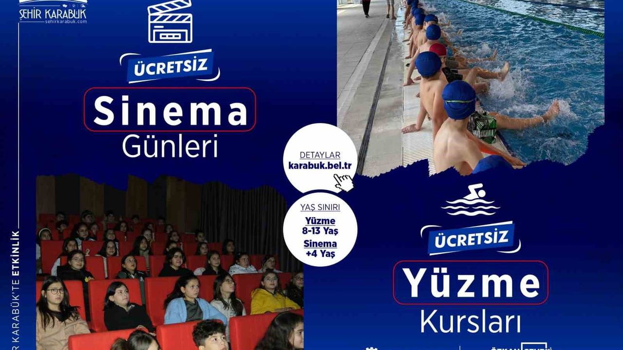Karabük'te çocuklara ücretsiz yüzme ve sinema etkinlikleri sürüyor