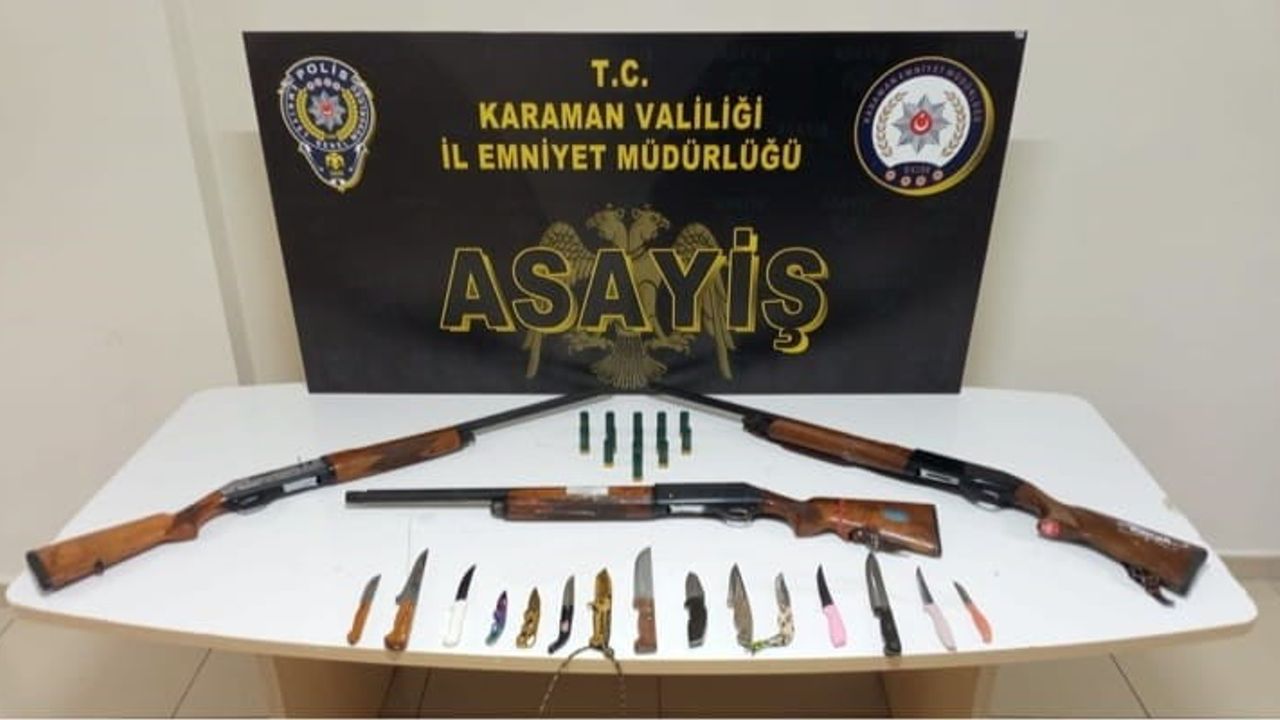 Karaman'da ruhsatsız tüfek ve kaçak tütün operasyonu: 5 tutuklama