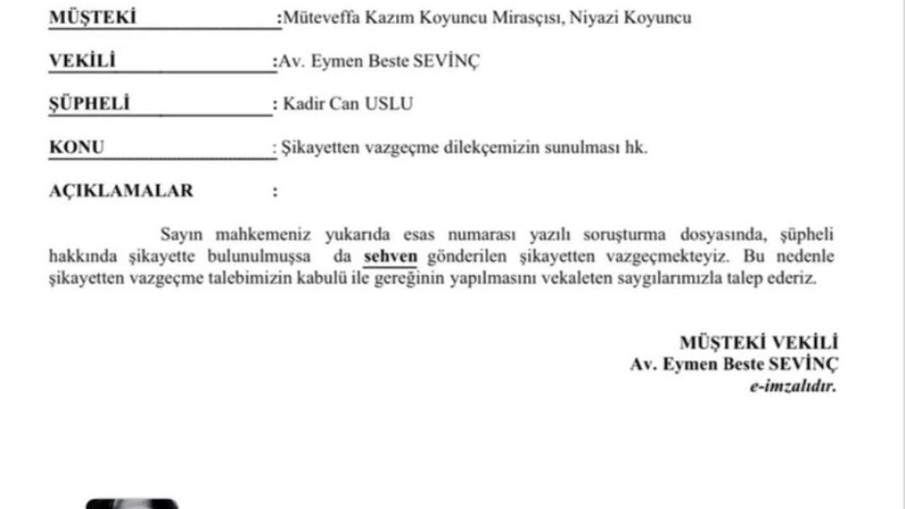 Kazım Koyuncu mirasçısı telif şikayetini geri çekti