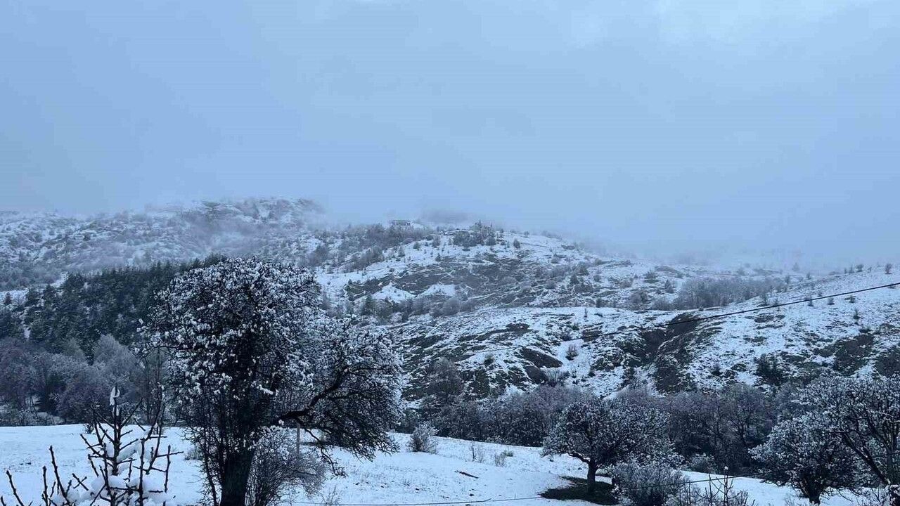 Koyulhisar yüksek kesimlerinde kar manzarası