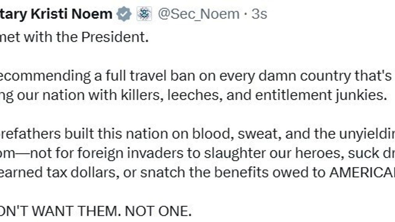 Kristi Noem'den ABD'ye tam seyahat yasağı önerisi