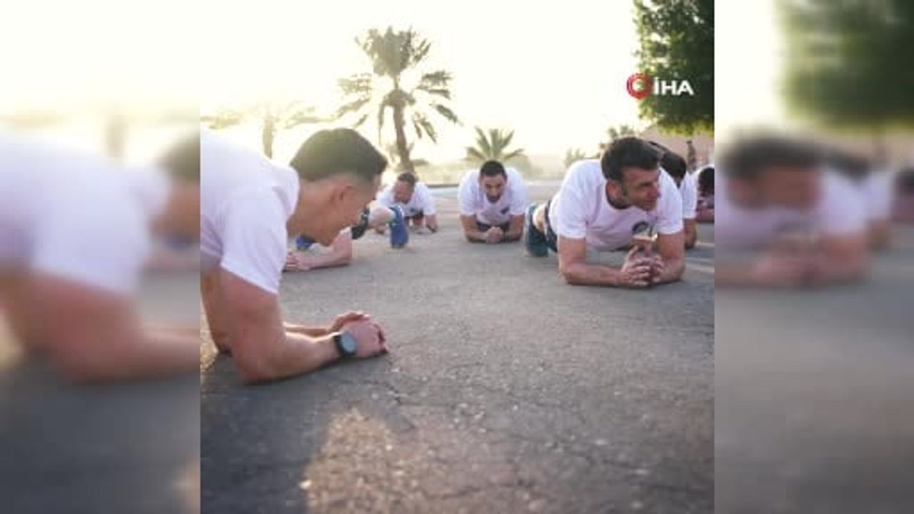 Macron Abu Dabi’de Konuşlu Fransız Askerleriyle Spor Yaptı