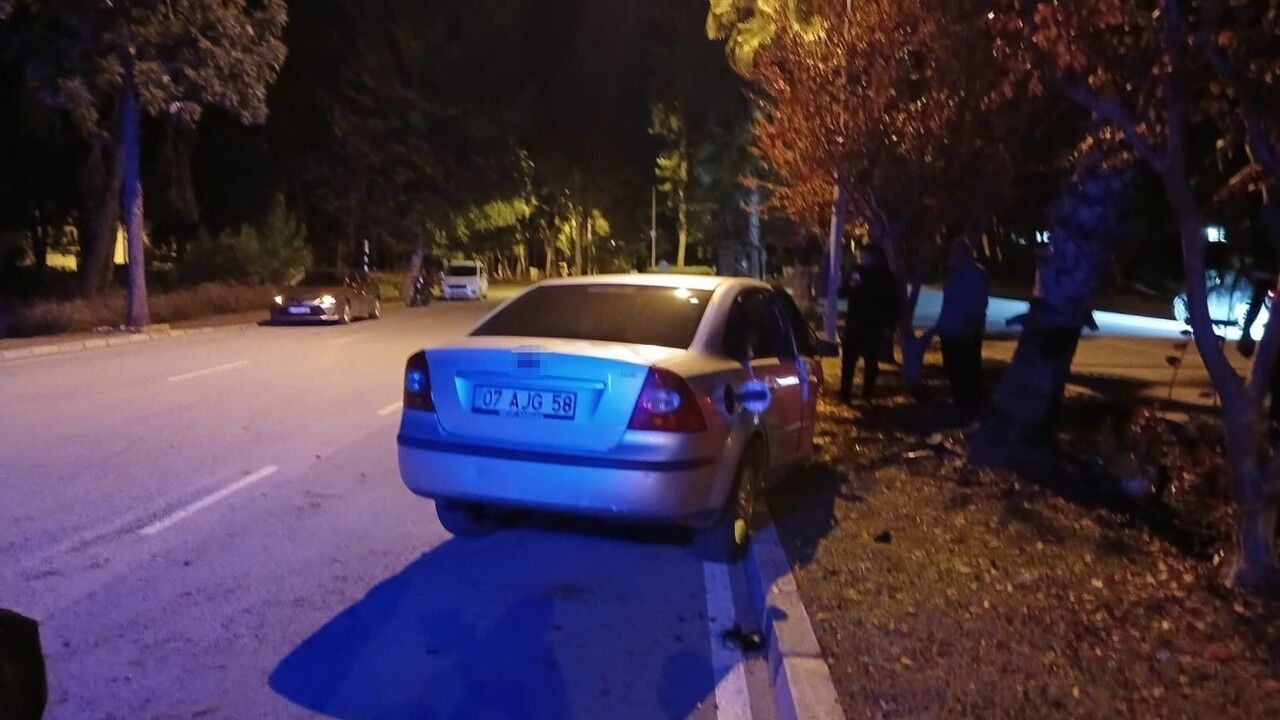 Manavgat'ta otomobil palmiyeye çarptı: sürücü yaralandı