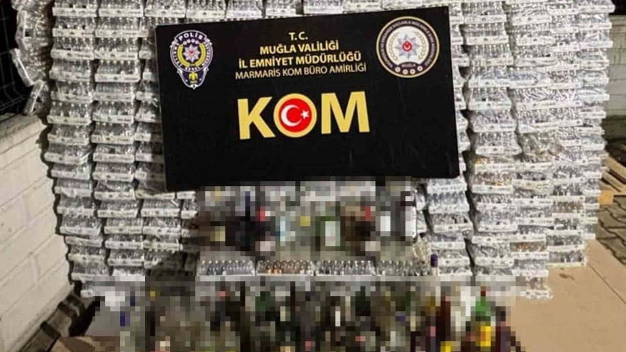 Marmaris'te 4 bin 166 litre bandrolsüz içki ele geçirildi