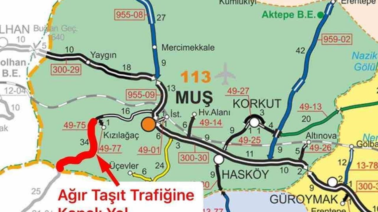 Muş-Kulp karayolu tır ve çekici trafiğine kapatıldı