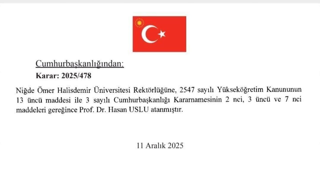 Prof. Dr. Hasan Uslu yeniden Niğde Ömer Halisdemir Üniversitesi rektörü oldu