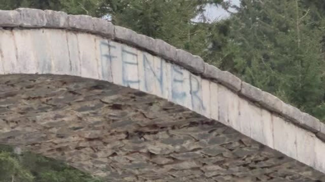Rize'de Çat Kemer Köprüsü'ne Sprey Boya ile Zarar Verildi