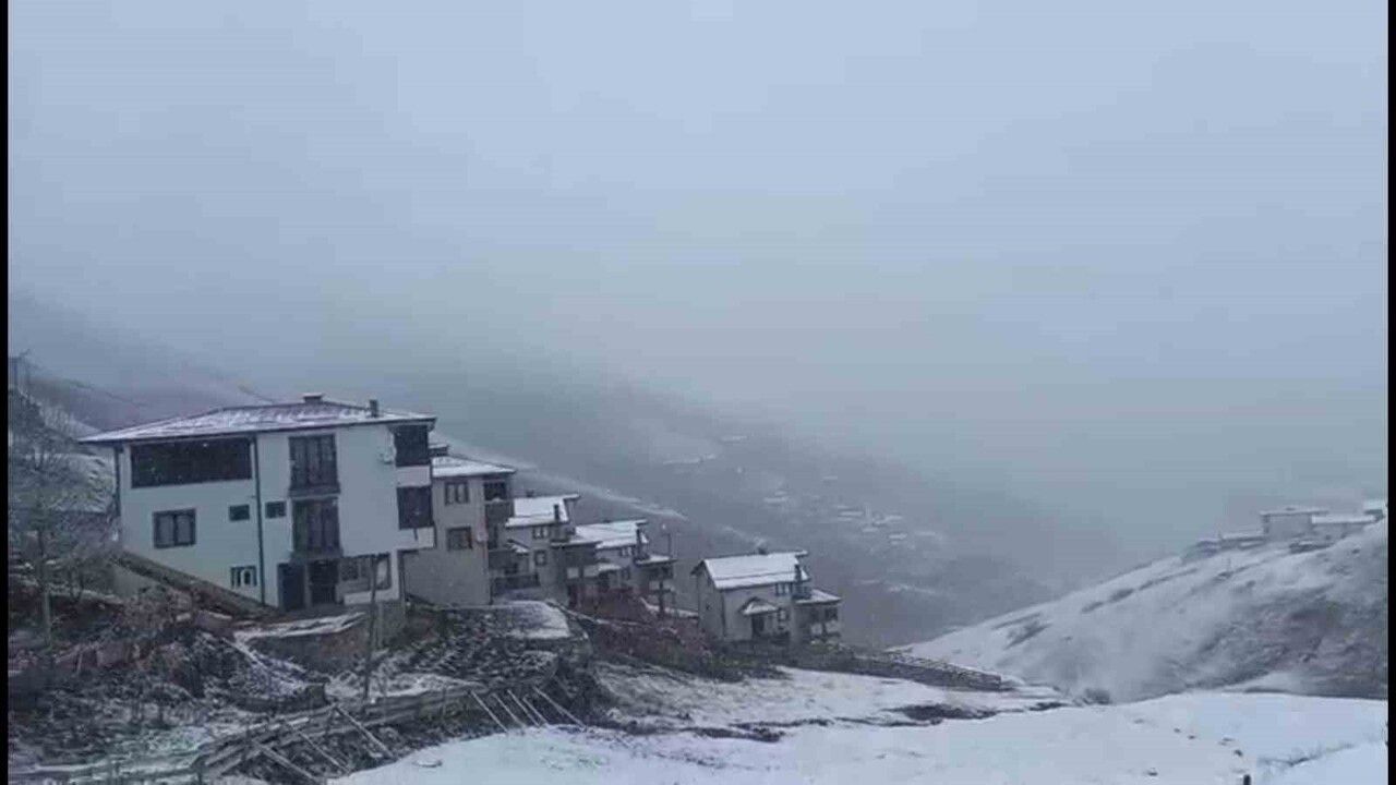 Rize'nin yüksek kesimlerinde kar yağışı etkili oldu