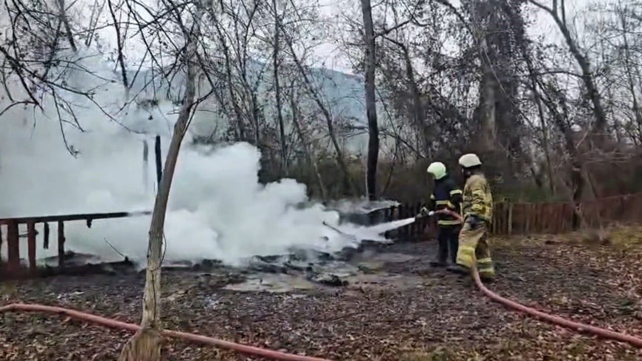 Safranbolu'da alabalık tesisinin kamelyası yanarak kül oldu