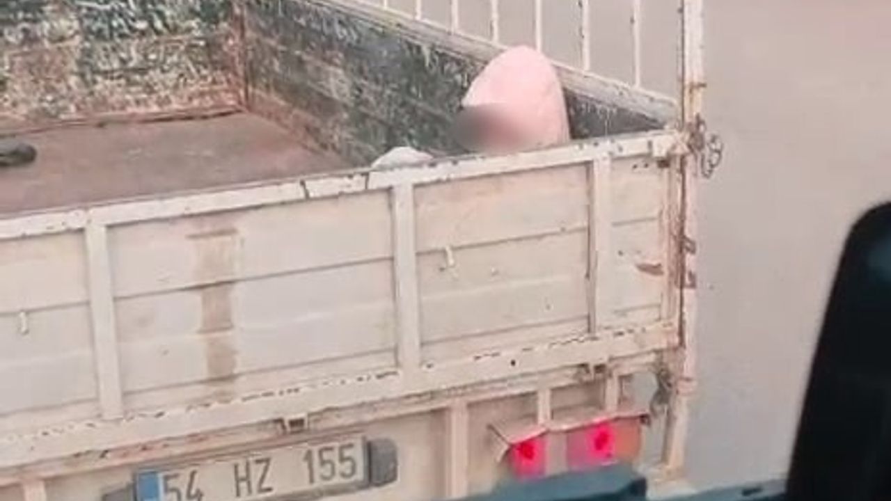 Sakarya'da kamyonet kasasında üşüyen çocuk kamerada