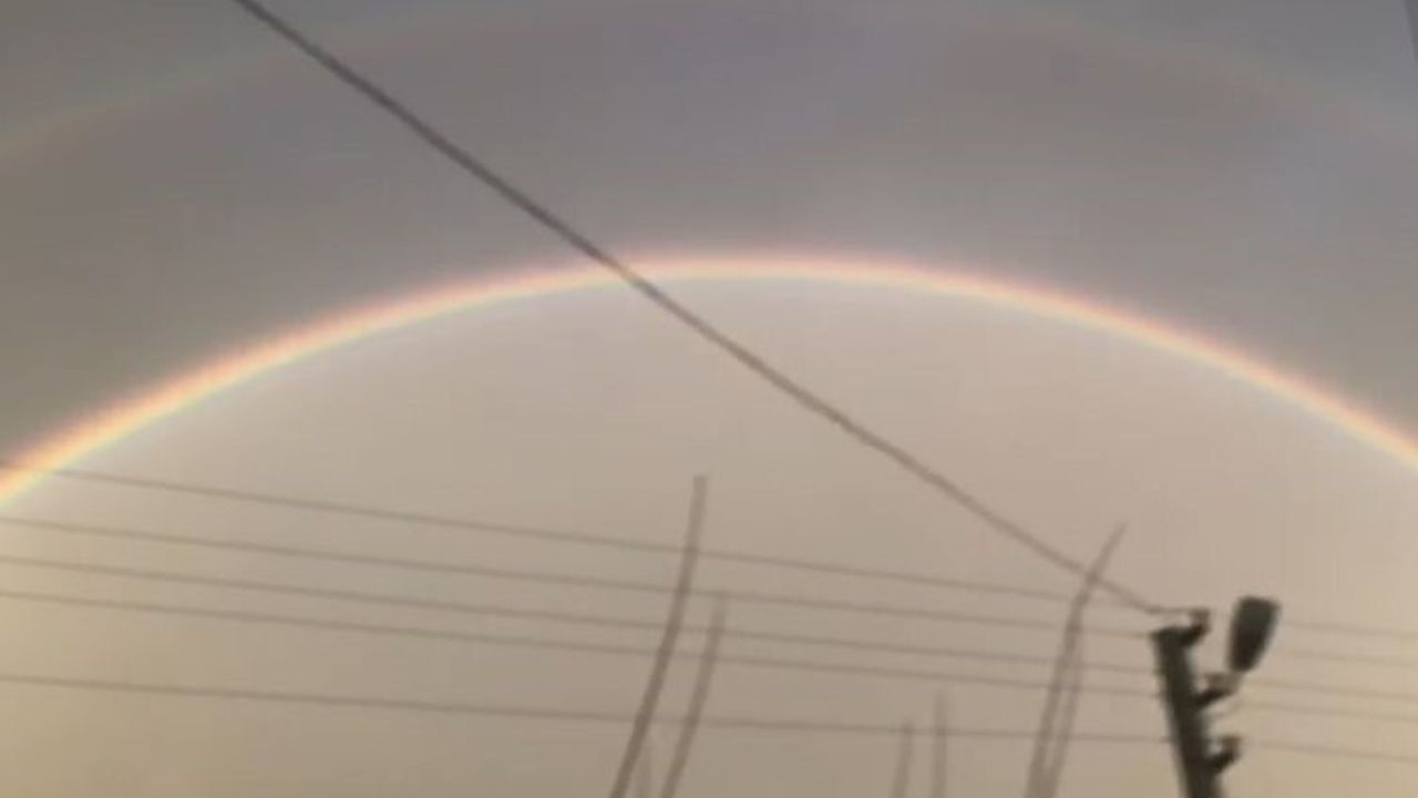 Serik'te Çifte Gökkuşağı Heyecanı Cep Telefonuna Yansıdı