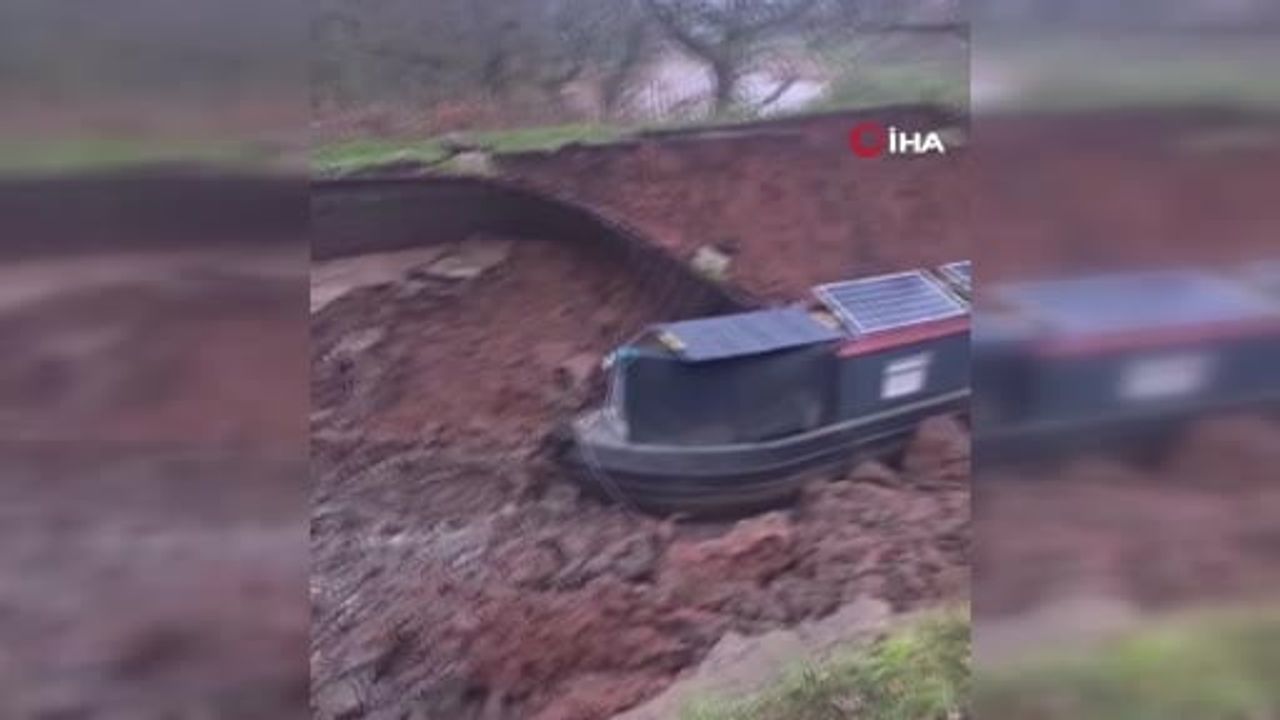 Shropshire Kanalı'nda dev obruk: set çökmesi sonucu tekneler düşürüldü