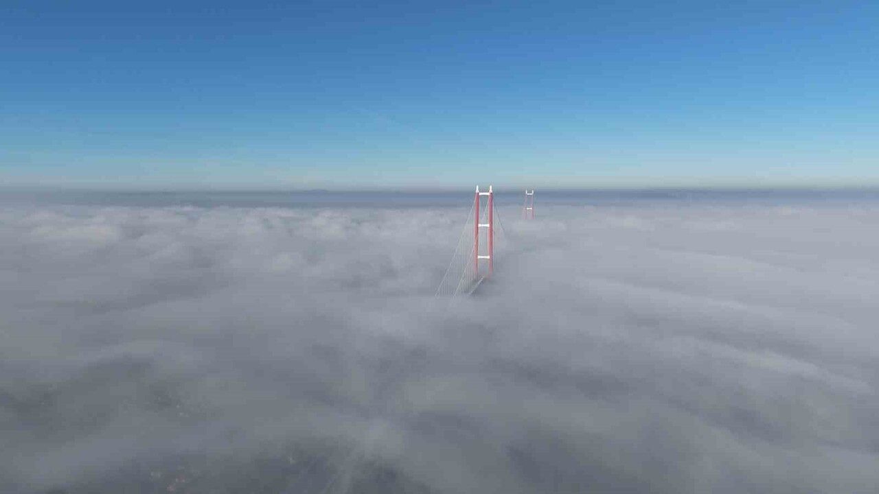 Sisle Kaplı 1915 Çanakkale Köprüsü Havadan Görüntülendi