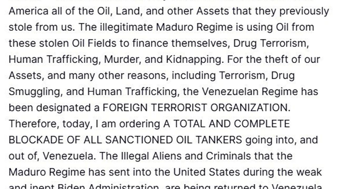 Trump Venezuela rejimini 'Yabancı Terör Örgütü' ilan etti, petrol tankerlerine abluka emri verdi