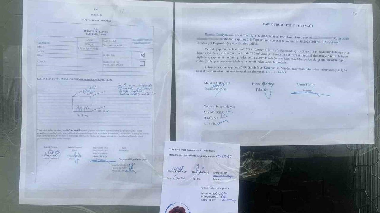 Türkeli'de ruhsatsız yapılar mühürlendi
