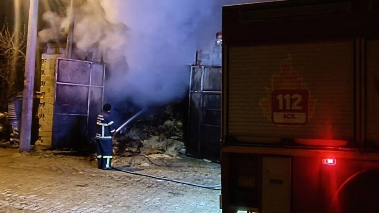 Uşak’ta samanlık yangını: 5 koyun telef oldu