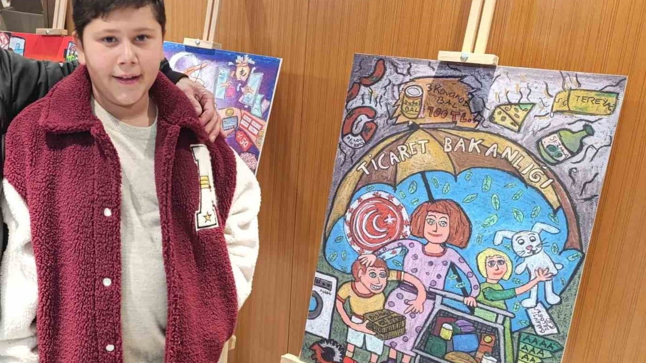 Uygar Çetin "Bilinçli Tüketici Olmak" resim yarışmasında Türkiye birincisi oldu