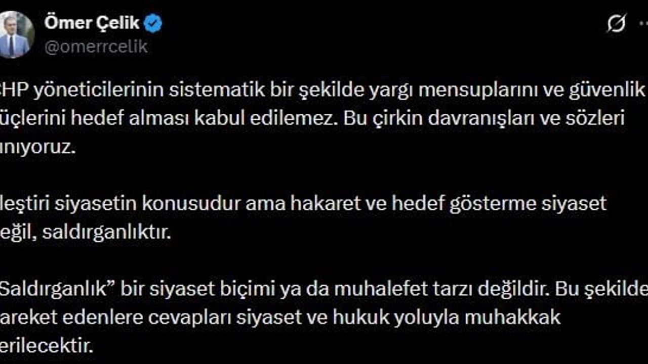 AK Parti Sözcüsü Çelik'ten CHP'ye tepki: "Hakaret ve hedef gösterme siyaset değil"