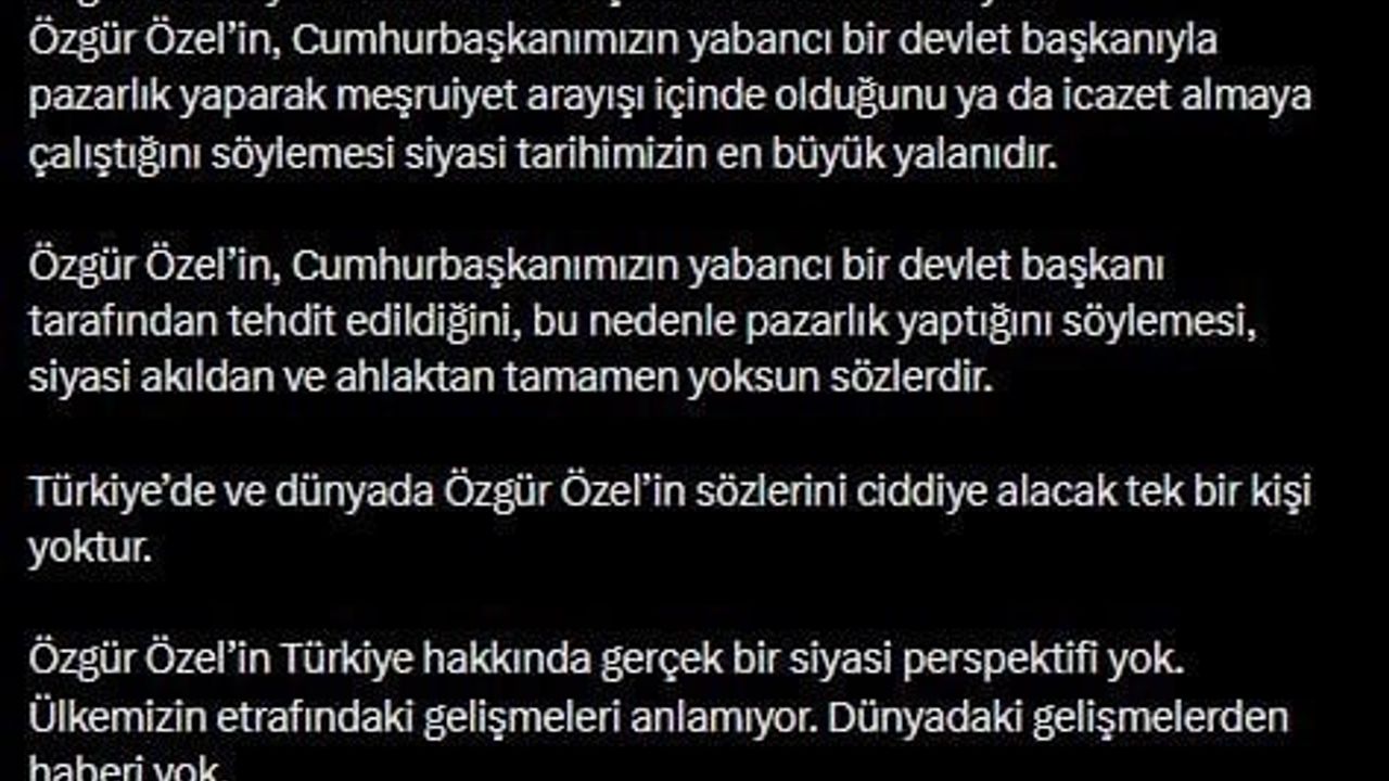 AK Parti Sözcüsü Ömer Çelik'ten Özgür Özel'e tepki