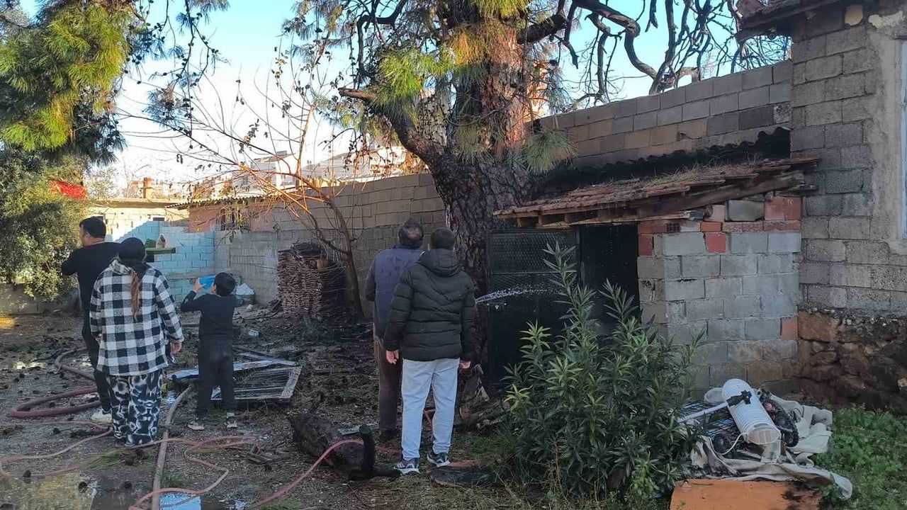Antalya'da bahçe ateşi çam ağacını tutuşturdu, mahalle hortumla müdahale etti