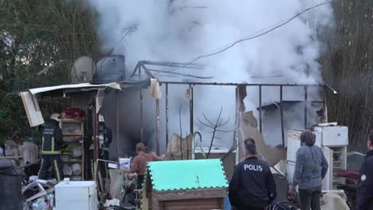 Antalya'da konteyner ev yangını: İki kedi telef oldu