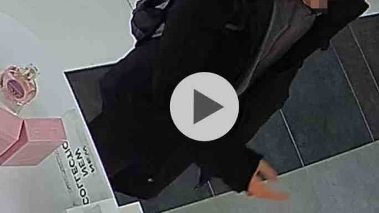 Arnavutköy AVLU 34'te parfüm hırsızlığı güvenlik kamerasında