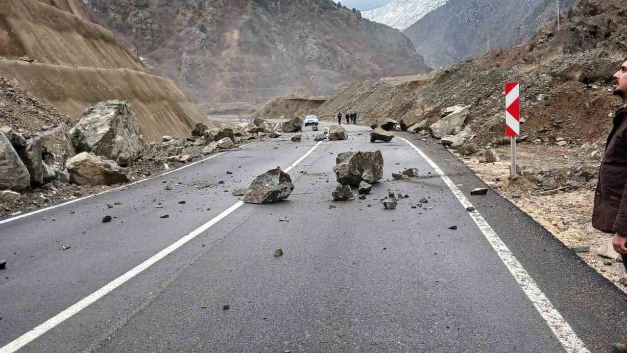 Artvin-Şavşat Karayolu'nda 25. kilometrede heyelan — Sürücünün dikkati facianın önüne geçti