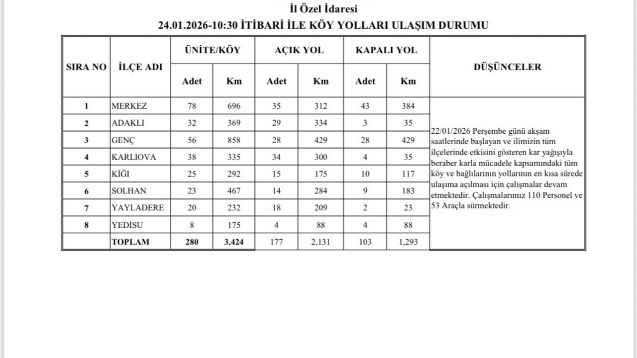 Bingöl'de karla mücadele: 177 köy yolu ulaşıma açıldı
