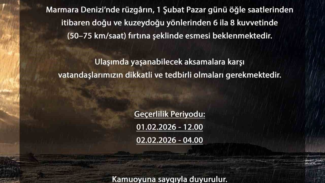 Bursa'da 50-75 km/saat'e varan fırtına uyarısı
