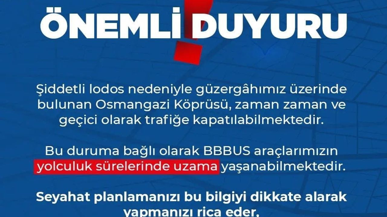 Burulaş'tan Sabiha Gökçen seferleri hakkında son dakika uyarısı