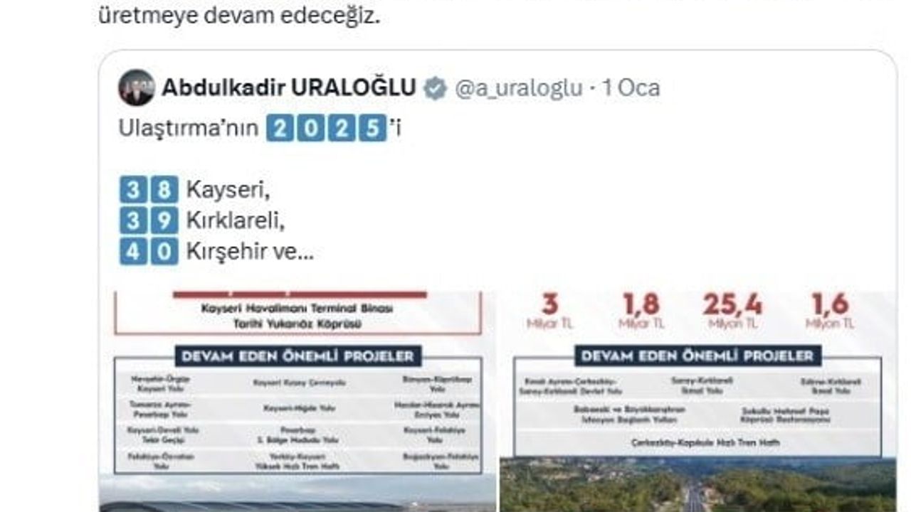 Büyükkılıç’tan Uraloğlu’na teşekkür: Kayseri’ye 6,6 milyar TL yatırım