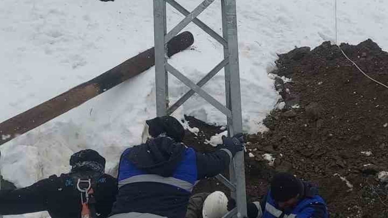 Çüngüş'te kar nedeniyle devrilen elektrik direkleri onarıldı