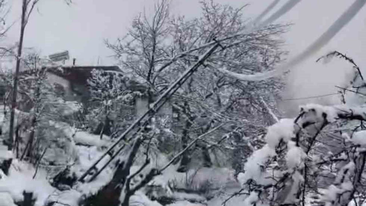 Çüngüş'te yoğun kar elektrik direklerini devirdi