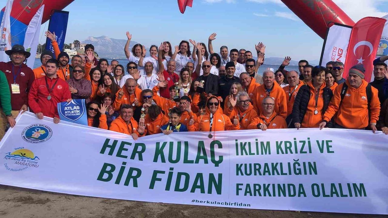 Datça'da 20. Uluslararası Kış Yüzme Maratonu — Sporcular kuraklığa dikkat çekti