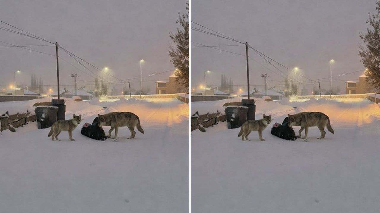 Diyadin Atatürk Mahallesi'nde kurtlar mahalle arasında görüldü