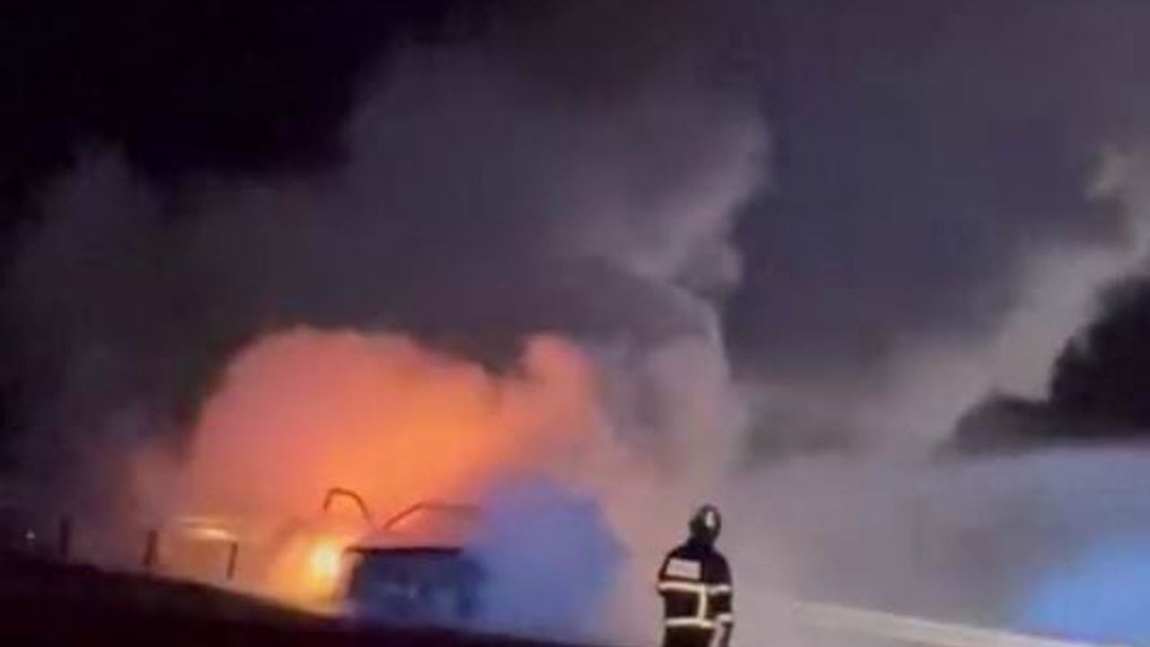 Diyarbakır-Batman karayolunda seyir halindeki otomobil alev aldı