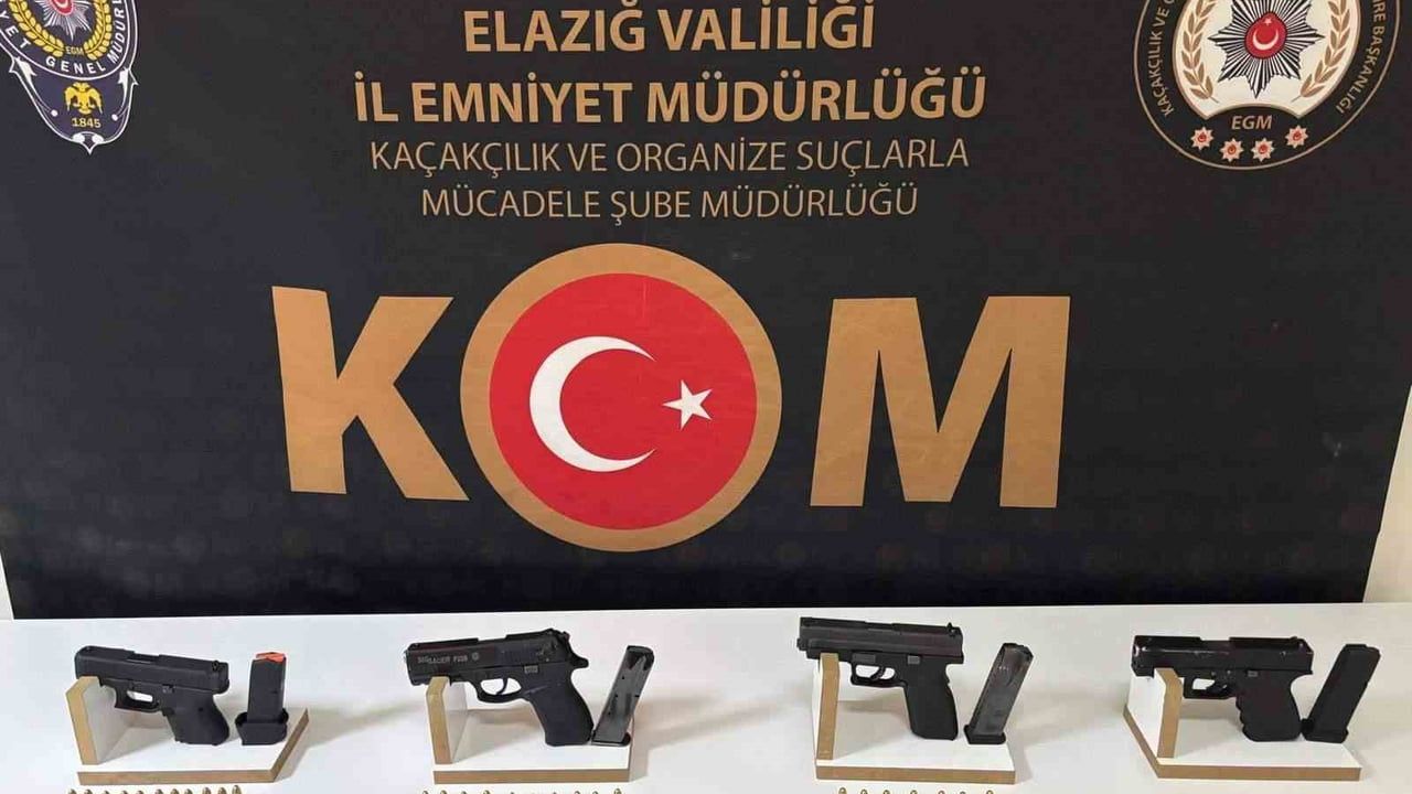 Elazığ’da operasyon: 4 ruhsatsız tabanca ele geçirildi, 2 tutuklama