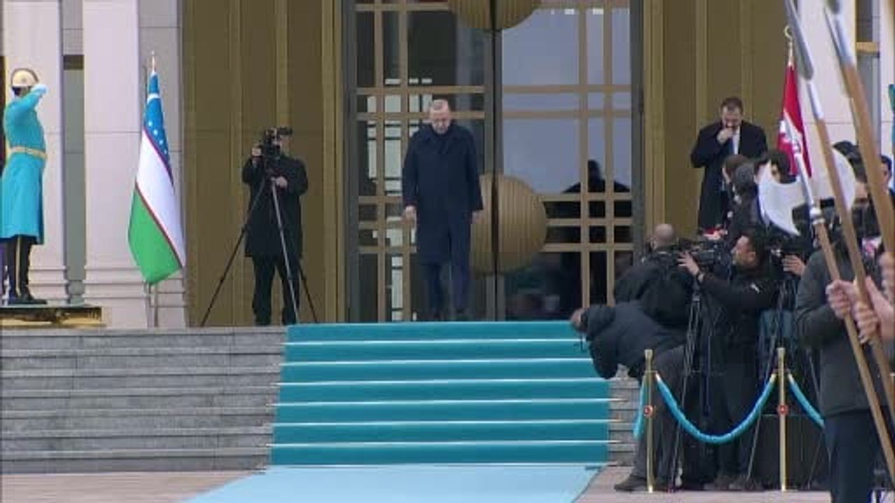 Erdoğan, Mirziyoyev'i resmi törenle karşıladı