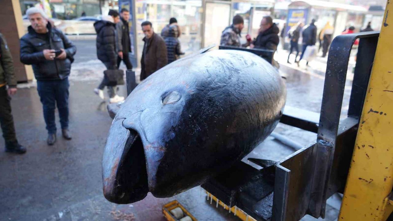 Erzincan'da Tezgâhta Sergilenen Dev Orkinos Vatandaşların İlgi Odağı