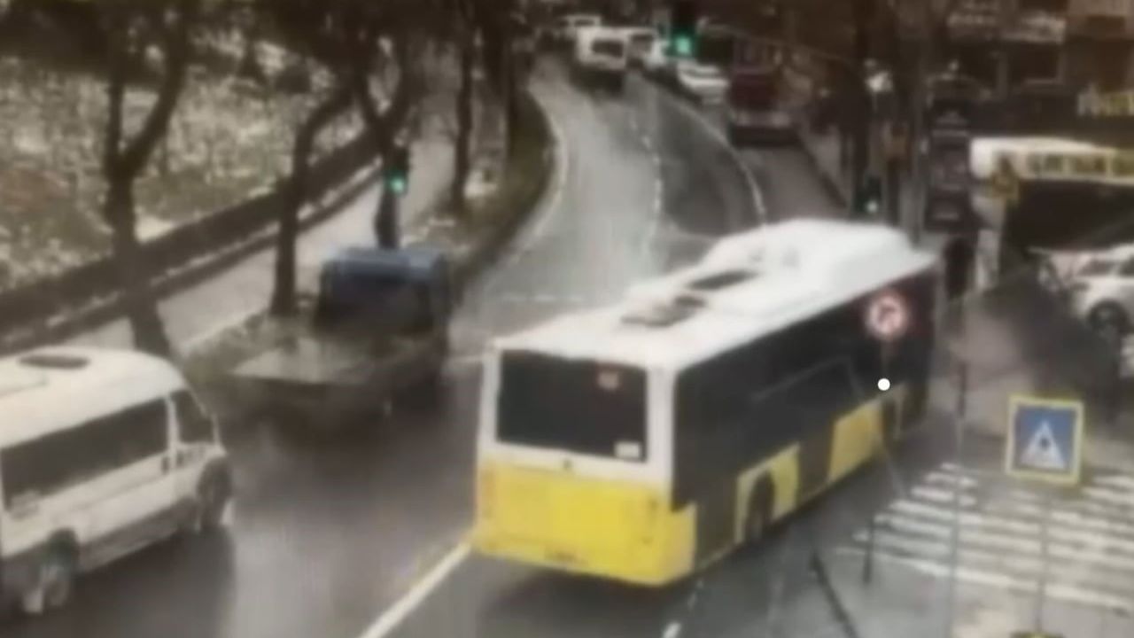 Esenler’de İETT otobüsünün otoparka daldığı anlar — yaya son anda kurtuldu