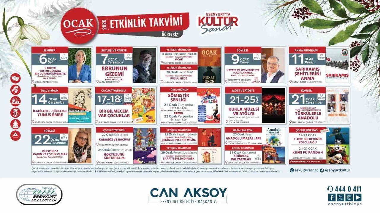 Esenyurt'ta Ocak 2026 Kültür ve Sanat Programı Başlıyor