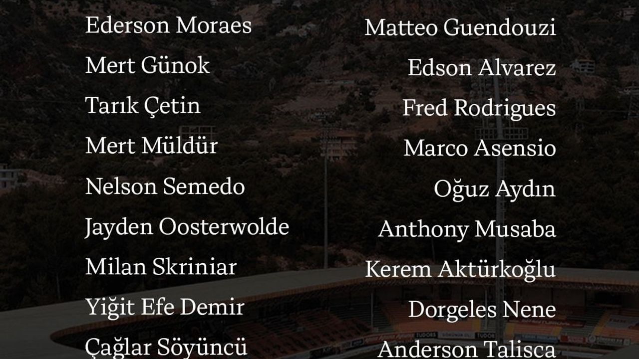 Fenerbahçe'nin Alanyaspor Deplasmanı için 21 Kişilik Kamp Kadrosu Açıklandı