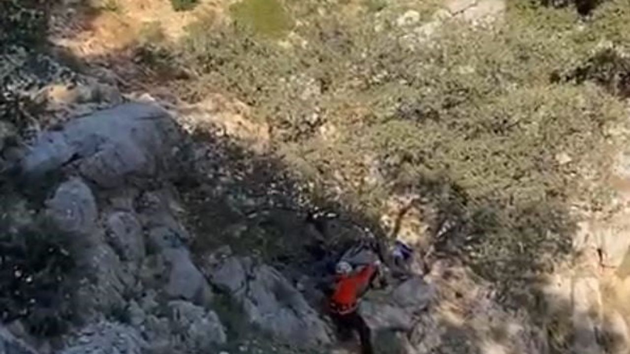 Fethiye'de kayalıklarda mahsur kalan keçi MAG ekiplerince yaralı kurtarıldı