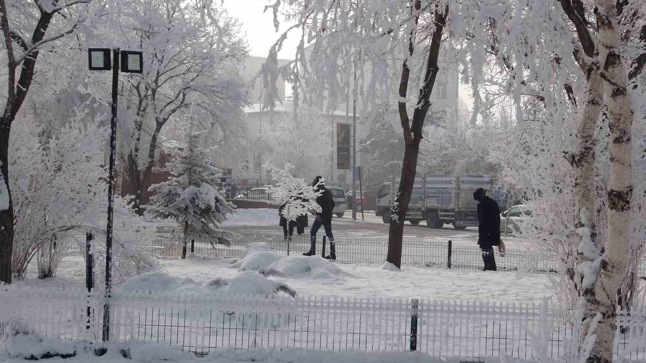 Göle'de kırağıyla kartpostallık manzaralar