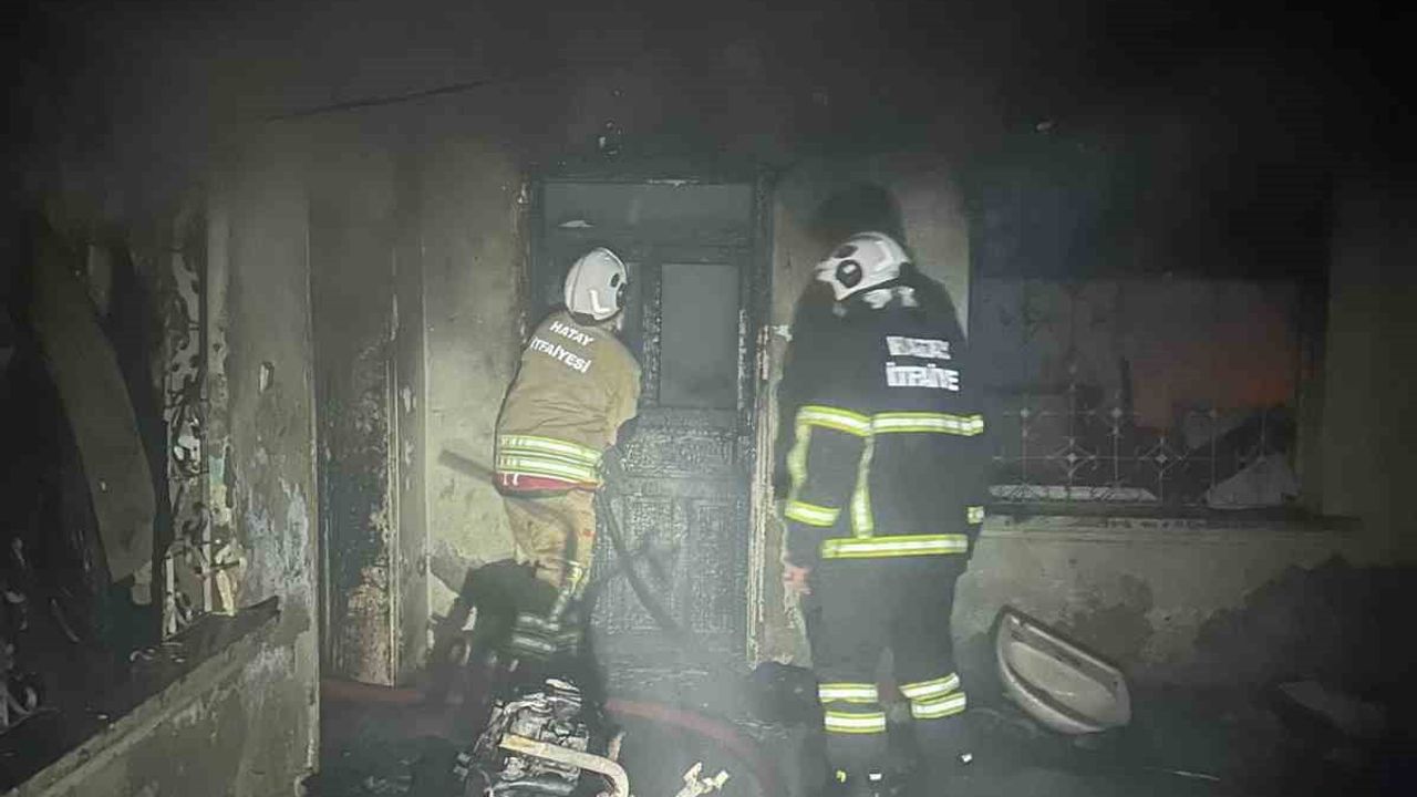 Hatay'da yangında mahsur kalan kedi itfaiye tarafından kurtarıldı