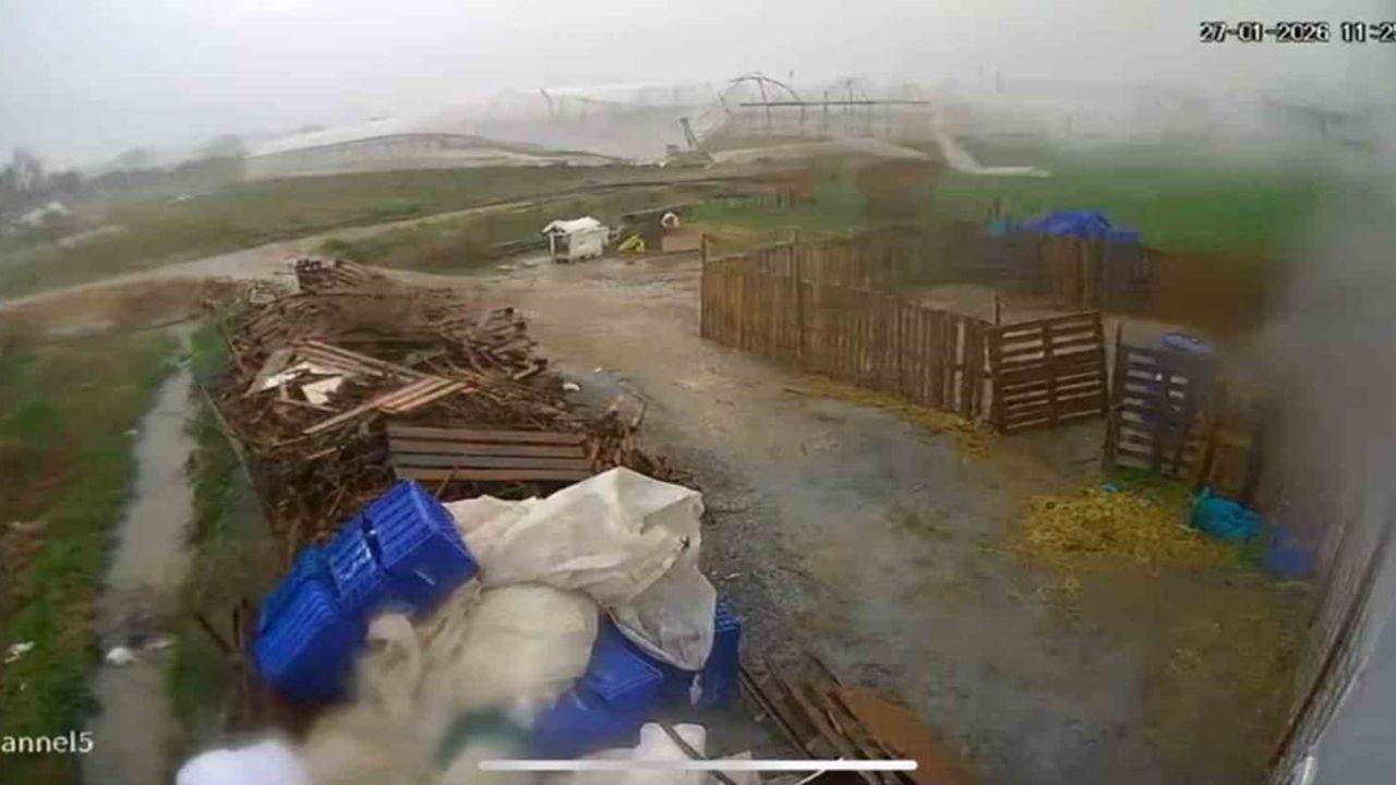 Hortum Serik'te Serayı Saniyeler İçinde Yok Etti — Güvenlik Kamerası Kaydı