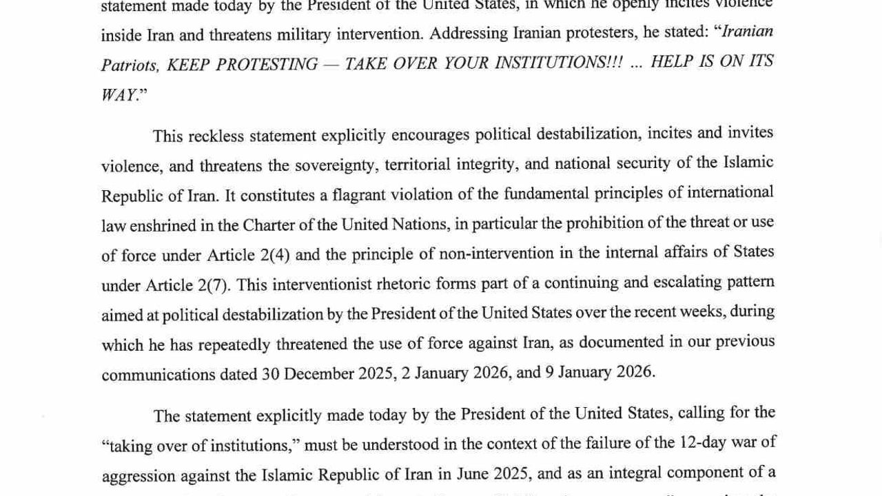 İran, BM’ye Gönderdiği Mektupta ABD ve İsrail’i Protestolardaki Ölümlerle Suçladı