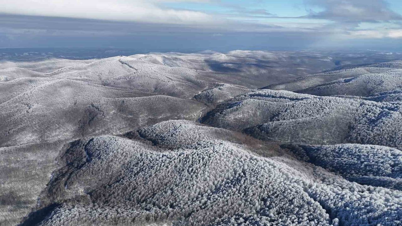 Istranca Dağları'nda Karla Örtülü Beyaz Manzara