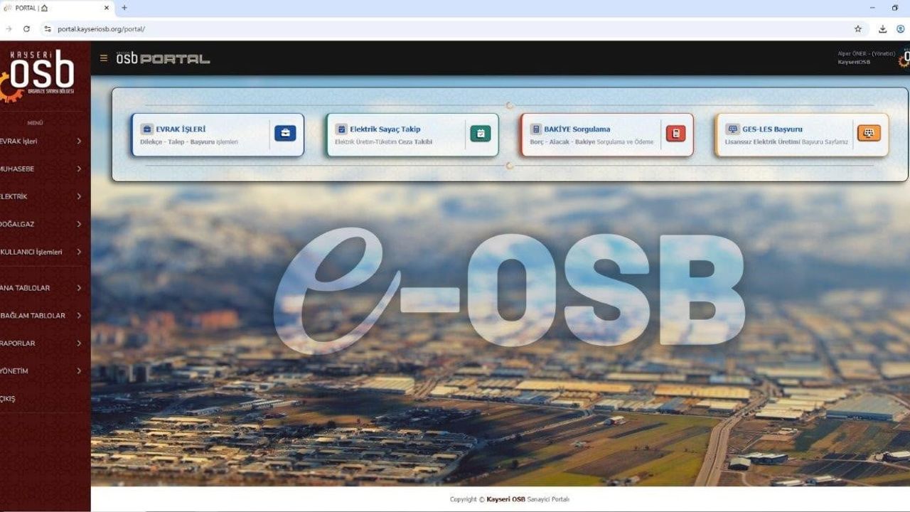 Kayseri OSB'nin E-OSB Portalı sanayicinin tercihi oldu
