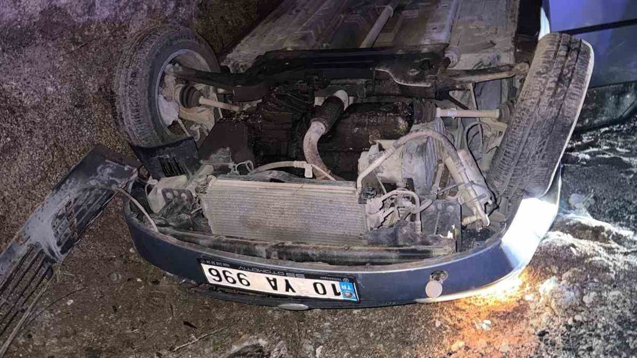 Kazdağları yolunda otomobil takla attı: Yaralılar hastaneye kaldırıldı